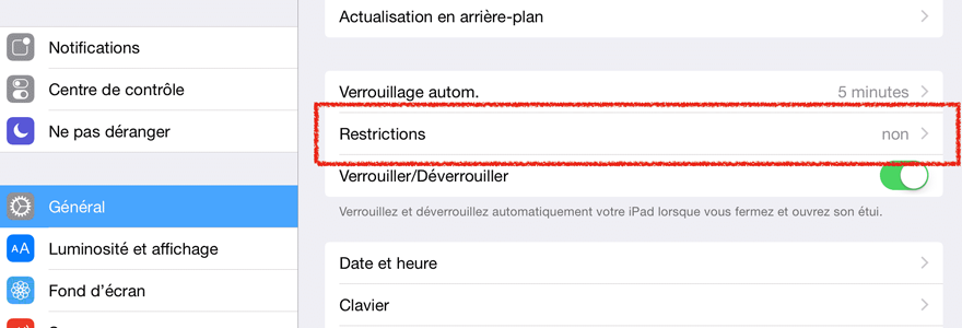 restrictions sur iPhone